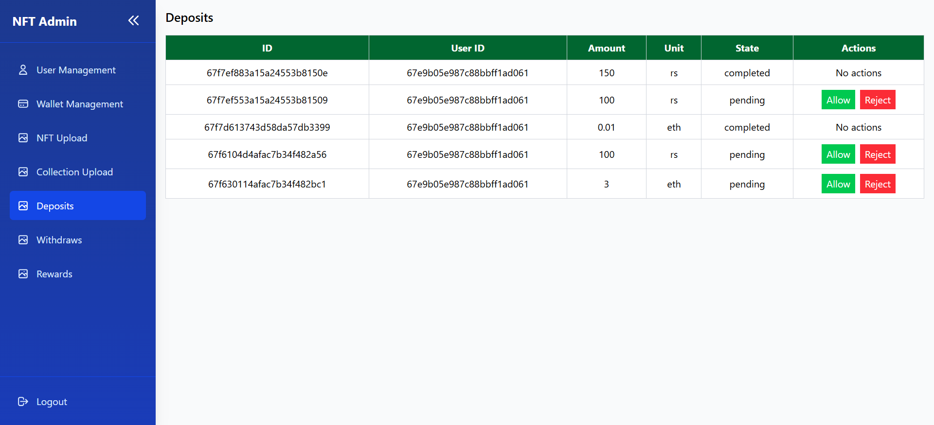 JEONFT admin platform image 5